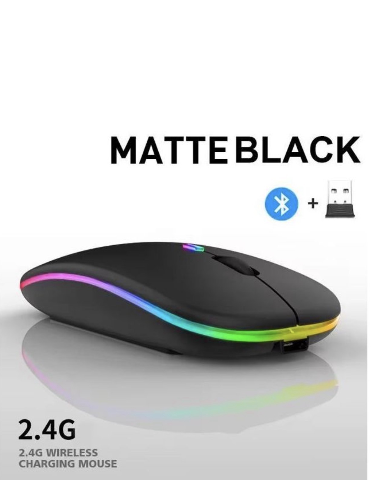 Wireless dualmode bluetoot mouse for laptop charging,silentoperation,illuminated